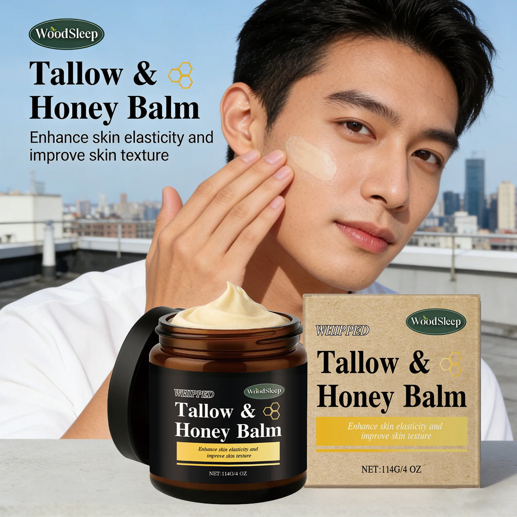 Beef Tallow Honey Balm for Men Lasting Moisturizing Dryness Soothing Skin Firming Smoothing Roughness Anti Aging Face Cream Qme