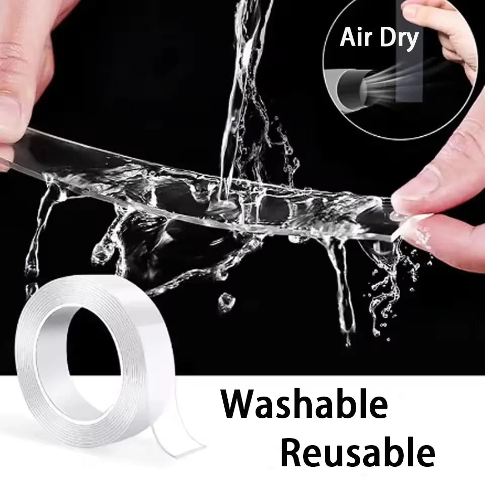 Nano Double sided Adhesive Tape Extra Strong Waterproof Transparent Traceless Tape Thickened Reusable Decorative Tape Home Tools Qme