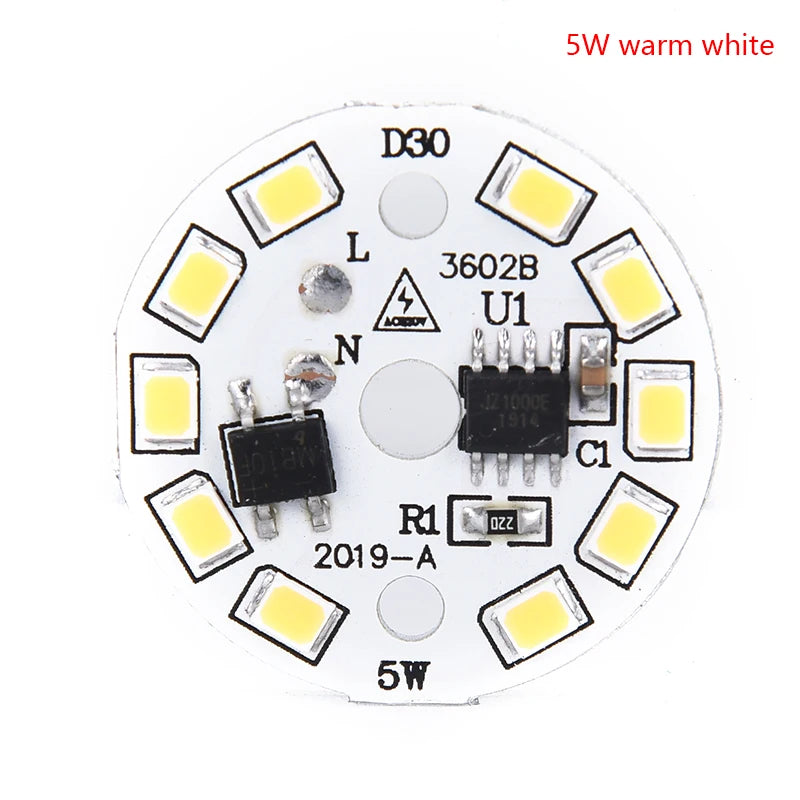 LED Bulb Patch Lamp SMD Plate Circular Module Light Source Qme 5w warm white