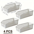 4pcs Stackable Storage Basket Set-Multifunctional Plastic Storage Box,Suitable for Books, Snacks,etc.Ideal Choice for Family Qme white 4pcs