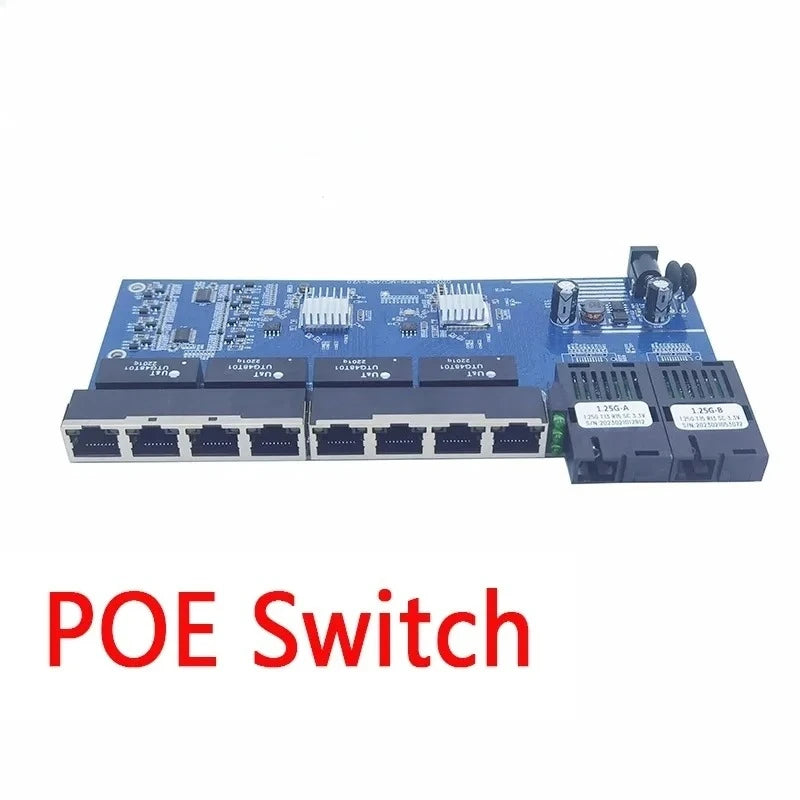 1PCS Gigabit 2 Optical 8 Electrical Ports 2 Gigabit SFP Ports 8 10/100/1000Mbps RJ45 Ports Support 5-12V Power Input Qme