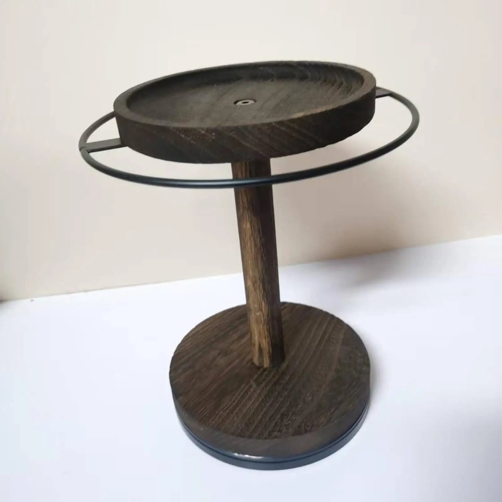 Glasses Holder 360 Degree Rotating Organizer Tray Base Wooden Qme