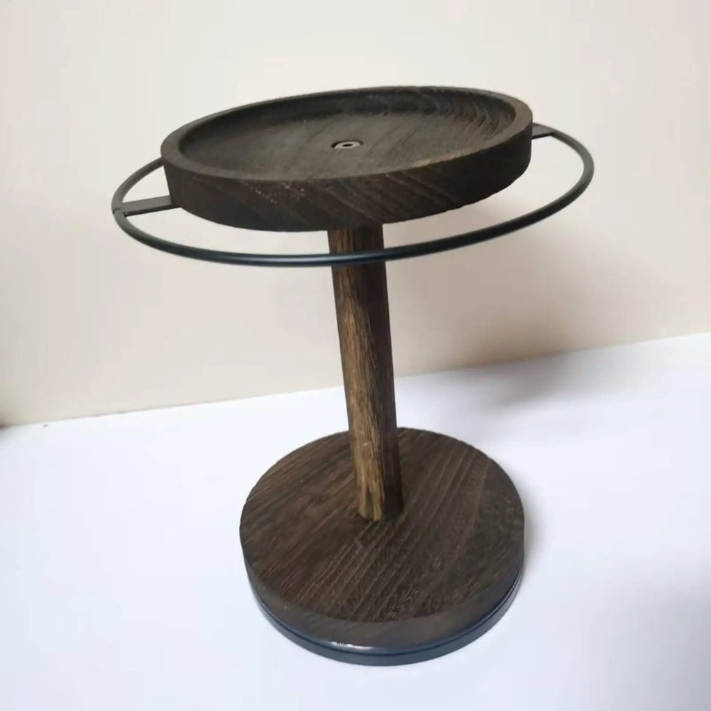 Glasses Holder 360 Degree Rotating Organizer Tray Base Wooden Qme