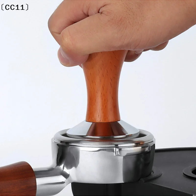 49 51 53 Wood Coffee Tamper Internal Spring Balanced Force Hammer Qme