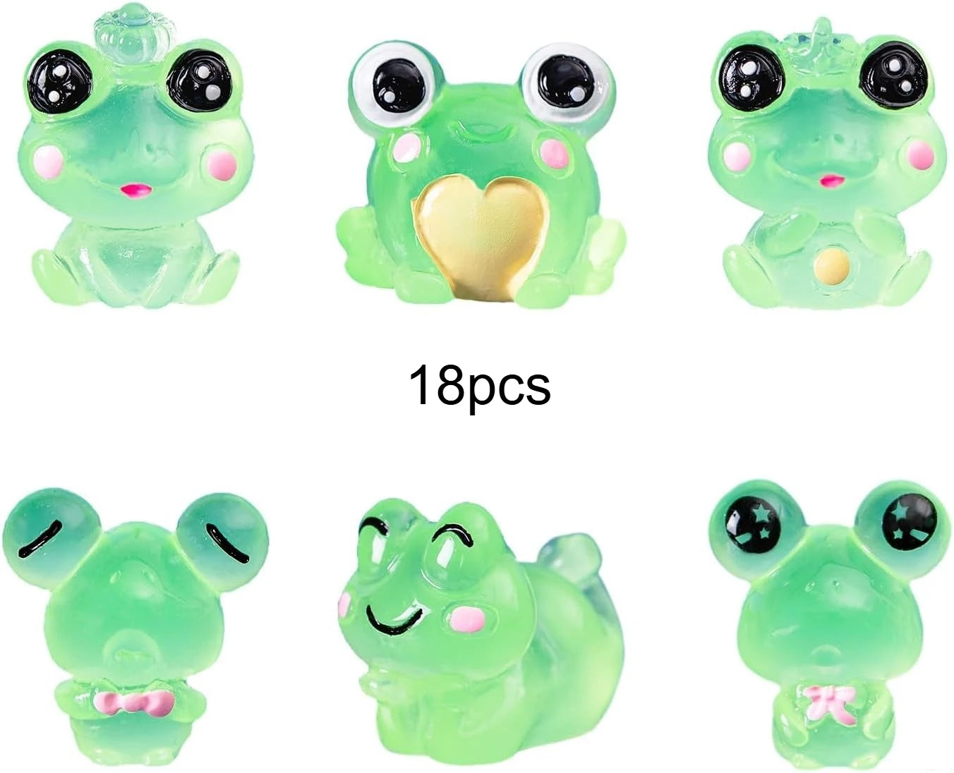 6/12/18/24 Pcs Luminous Mini Frog Figurines Glow In Dark Resin Frogs Moss Terrarium Dollhouse DIY Craft Decor Accessories Qme 18pcs