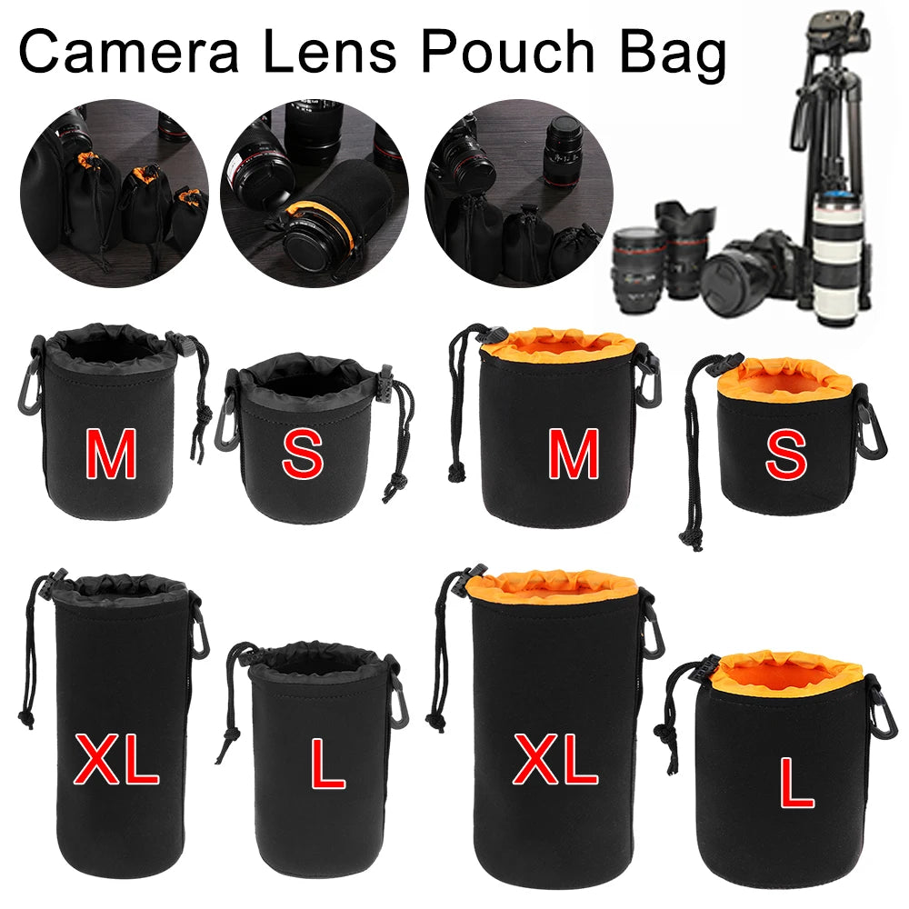 Camera Lens Case Water Resistant Lens Pouch for Digital SLR Camera Lens Bag Drawstring Protector Case Qme