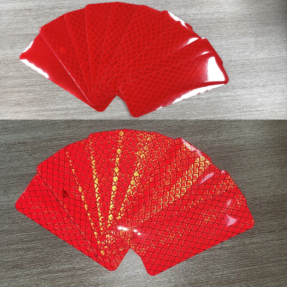 10pcs Car Bumper Reflective Stickers 3x8cm Reflective Warning Strip Tape Safety Secure Reflector Decals for Enhanced Visibility Qme Red 8CM 3CM