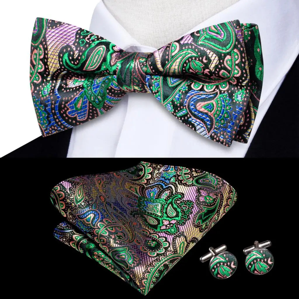 Sage Mint Grass Teal Green Mens Bow Tie Hankerchief Cufflinks Qme LDLH2530