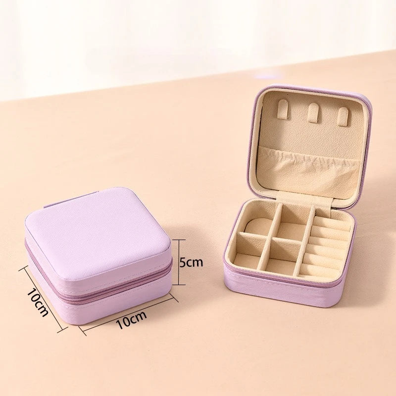 1pcs Single Layer Square Storage Box Ladies Travel Leather Jewelry Box Classic Various Colors Storage Box Qme PURPLE