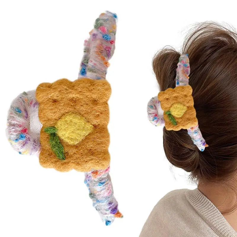 Autumn Hair Clips Plush Shark Claws Large Barrettes Crab Claw Faux Qme