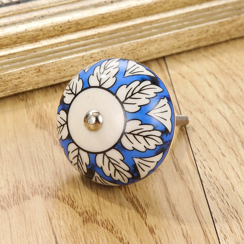 1PCS Multicolor Ceramic Knobs For Cupboard Cabinet Dresser And Furniture Antique Floral Drawer Handle Pull Door Knob Qme A6