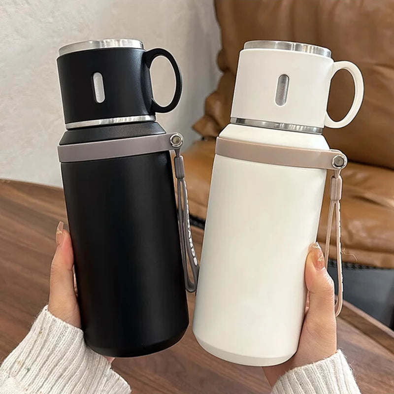 600ml Stainless Steel Coffee Cup Travel Thermal Mug Leak-Proof Thermos Bottle Tea Coffee Mug Office Business Style Thermos Qme