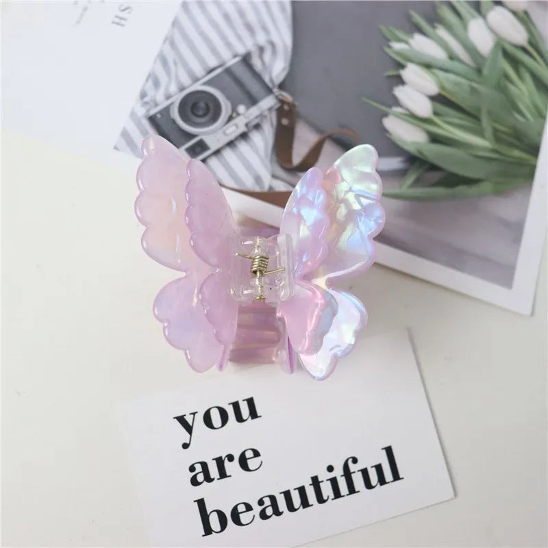 Fairy Butterfly Hair Claw French Retro Acetate Crab Clip Summer Sweet Qme Purple