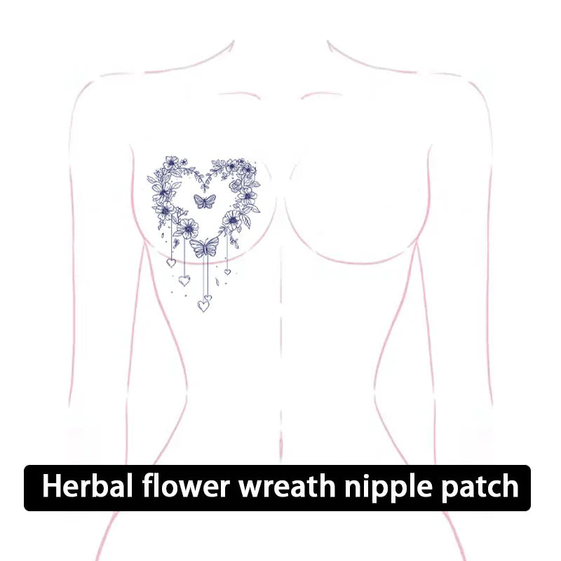 Sexy Wreath Butterfly Love Chest Temporary Stickers Waterproof and Sweatproof Herbal Juice Trendy Tattoo Stickers Qme