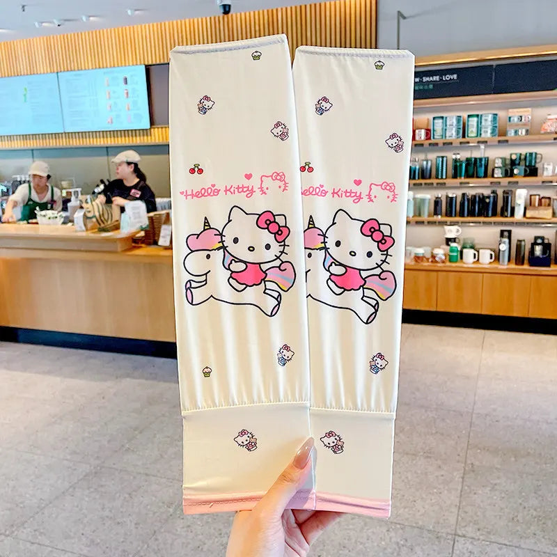 Hello Kitty Kuromi Sun Protection Arm Sleeves—Breathable Cooling Arm Sleeves for Students—UV-Protective Cooling Silk Arm Sleeves Qme 5