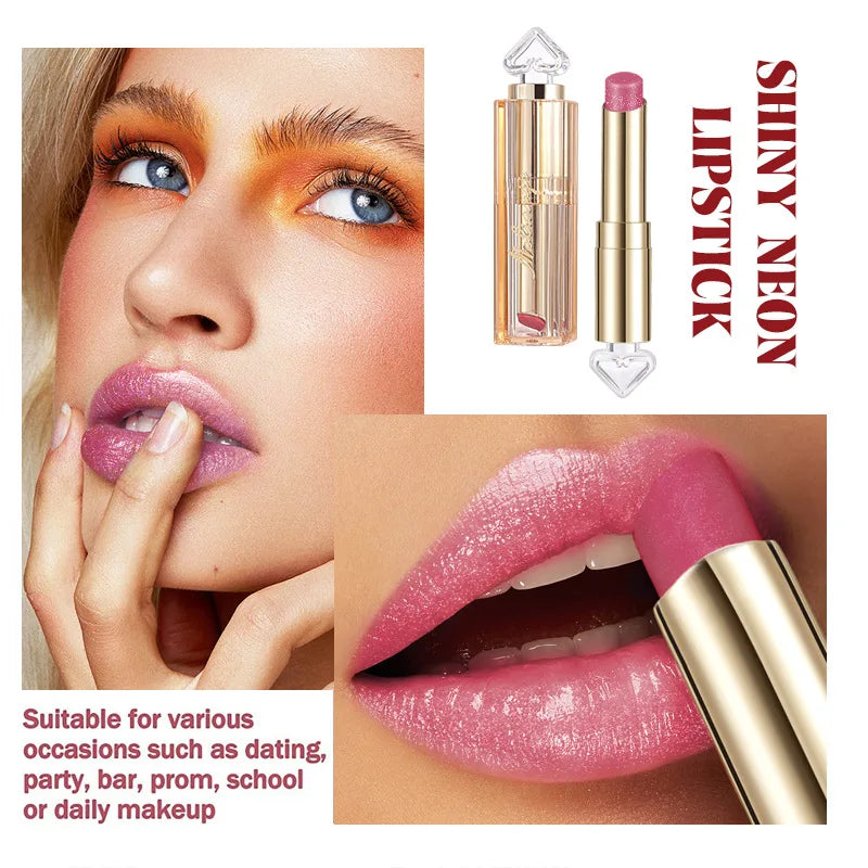 Shiny Lipstick Vibrant Colors Waterproof Sweat Resistant Non Stick Qme