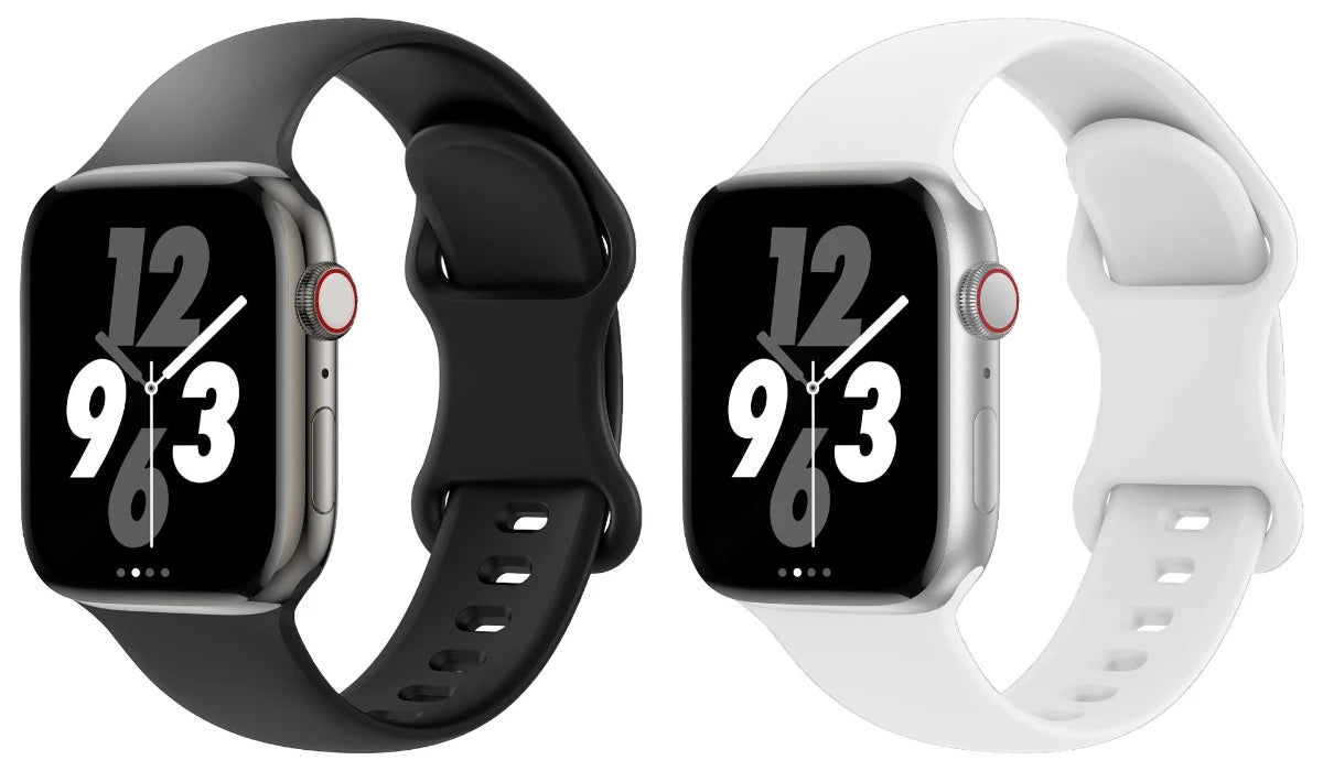 Silicone Band For Apple Watch strap 44mm 45mm 40mm 41mm Iwatch series Apple Watch band series 38 39 40 41 Qme Black-White 38 40 41S10 42MM