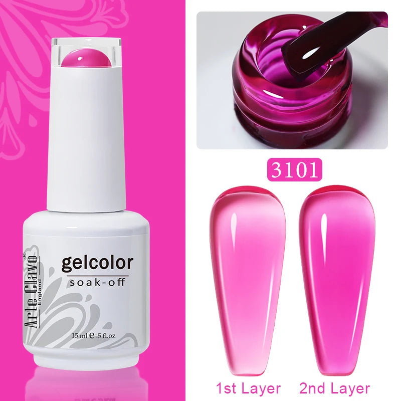 Arte Clavo Solid Gel Nail Polish Rainbow Summer Varnish Soak Off Qme