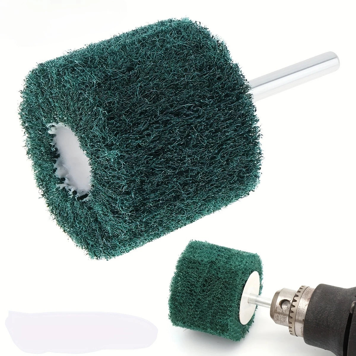 Drill mounted flip wheel - green scouring pad polishing brush, no assembly required, compatible with electric drills Qme