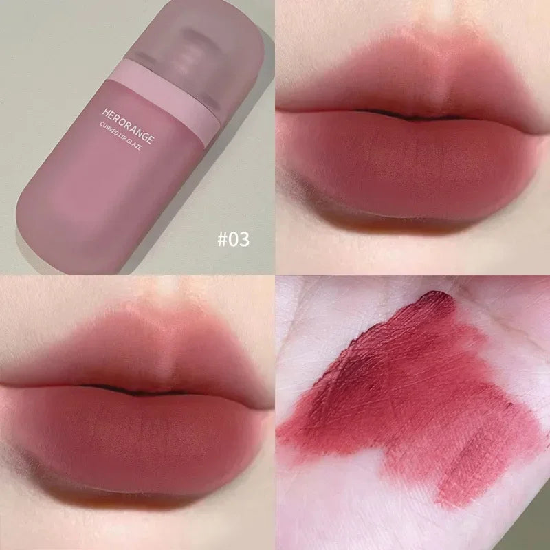 Red Brown Matte Velvet Lip Gloss Waterproof Liquid Lipstick Non-stick Cup Lips Tint Mud Makeup Rose Peach Lip Glaze Cosmetics Qme A03