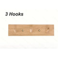 Natural Wood Wall Mounted Coat Rack, Multi-hook Hanger for Clothes & Bags Qme 3 Hooks
