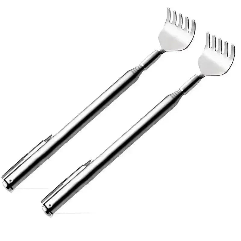 Silvery Portable Telescopic Back Scratcher Extendable Stainless Steel for Men & Women Gift for Mothers And Fathers Qme 2pc