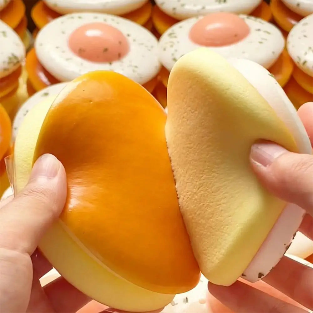 Fried Egg Toast Squishy Fun Scented Slow Rise Toy Realistic Qme