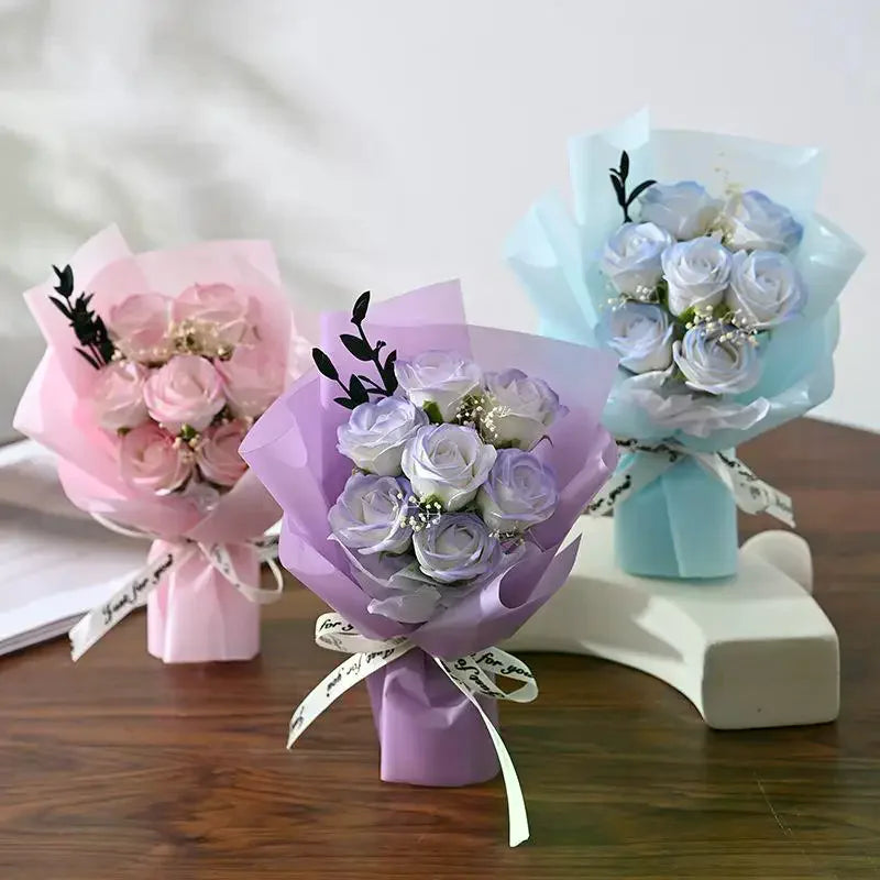Valentine's Day Gift Decoration Rose Artificial Flowers Bouquet Fake Flower For Girlfriend Gift Mother's Day Decor Flower Qme