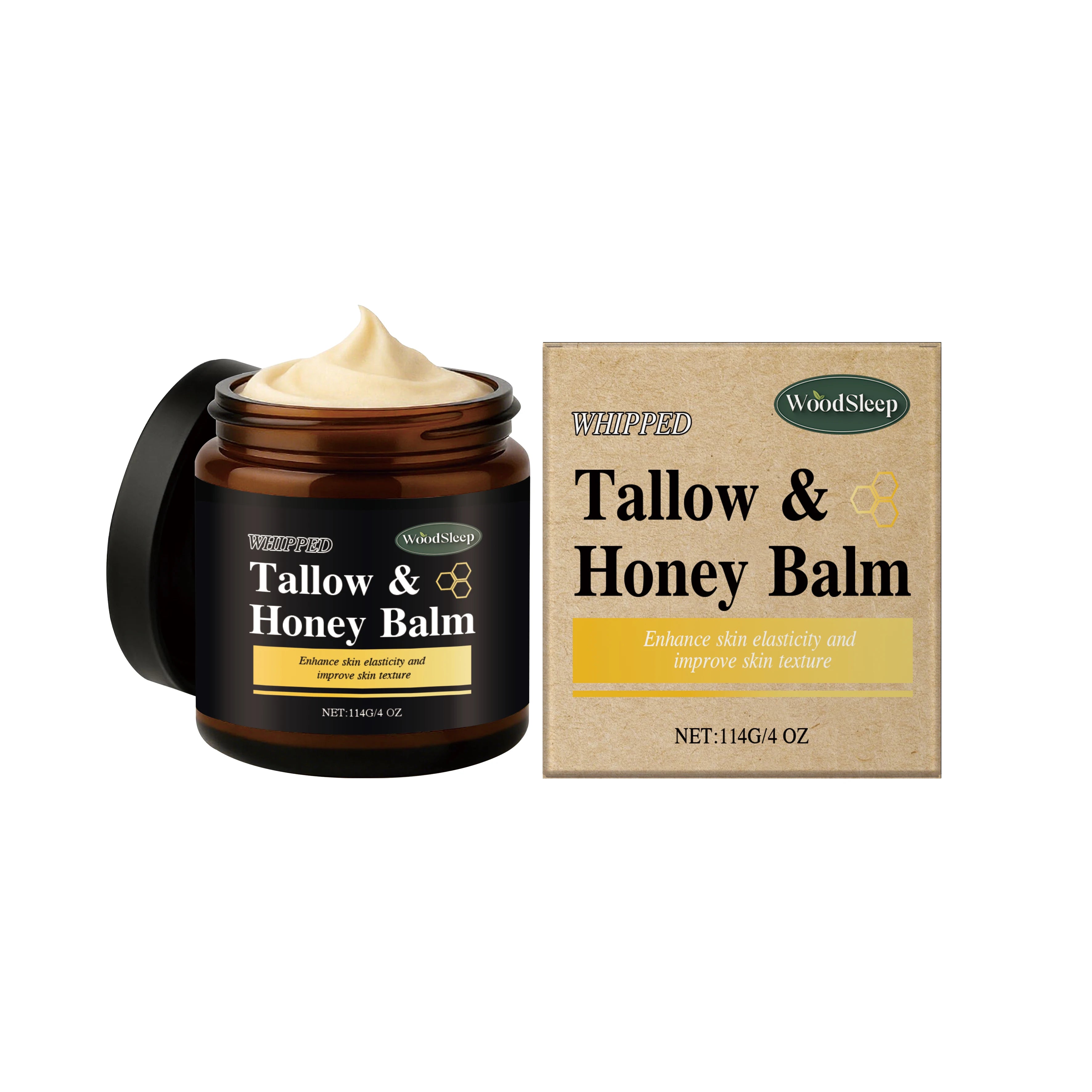 Beef Tallow Honey Balm for Men Lasting Moisturizing Dryness Soothing Skin Firming Smoothing Roughness Anti Aging Face Cream Qme 114g Boxed