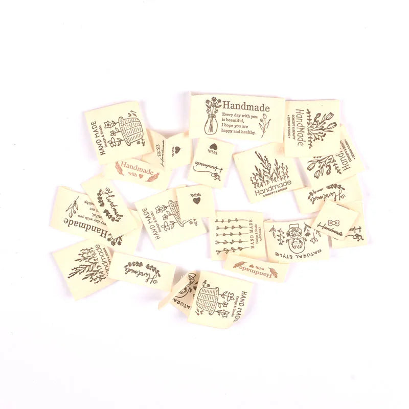 50pcs 14.5-53mm Vintage Handmade Fabric Labels Soft Clothing Tags for DIY Sewing Crafts Clothes Scrapbooking cp3820 Qme 14.5-53mm