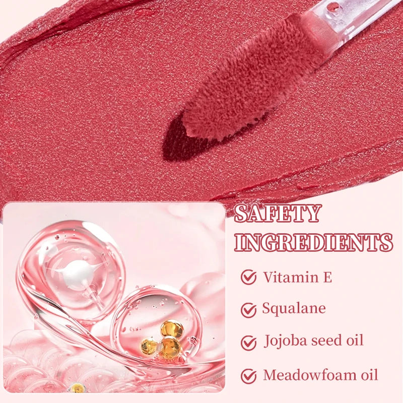 Matte Velvet Highly Saturated Lip Gloss,Long-Lasting Liquid Lipstick,Quick-Drying,Non-Stick, With Plant Squalane,Nourishing Qme