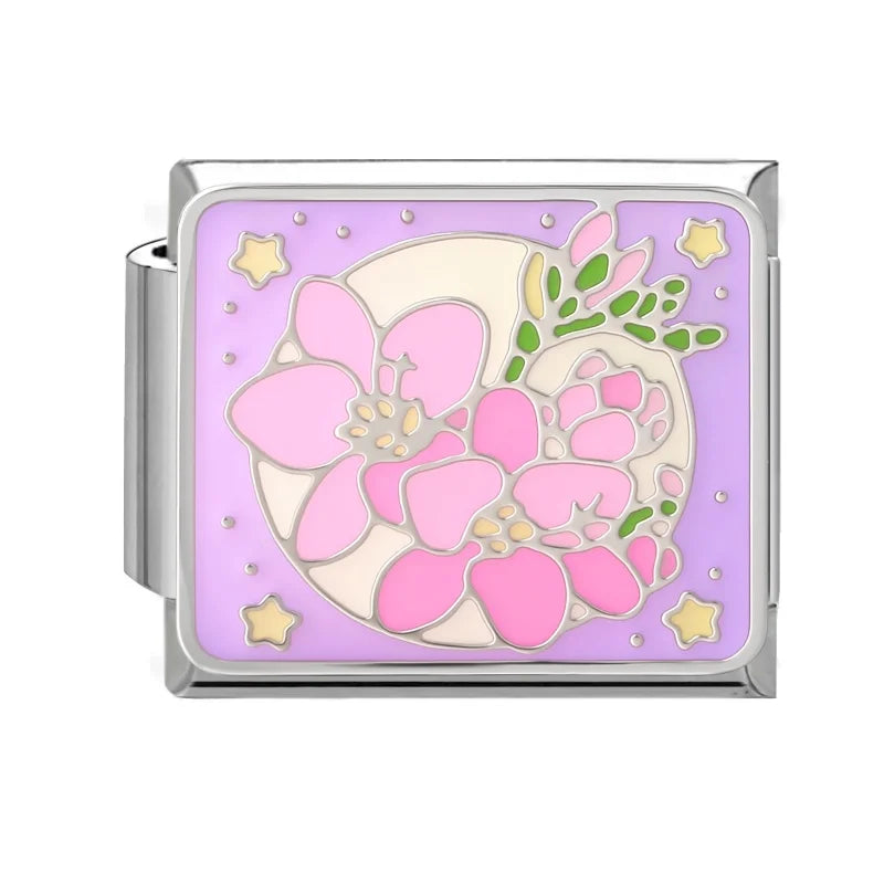 Y2K Colored Street View Flower Cute Cat Italian Charm Link Fit 9mm Stainless Steel Module Women Bracelet DIY Making Jewelry Gift Qme Style 12
