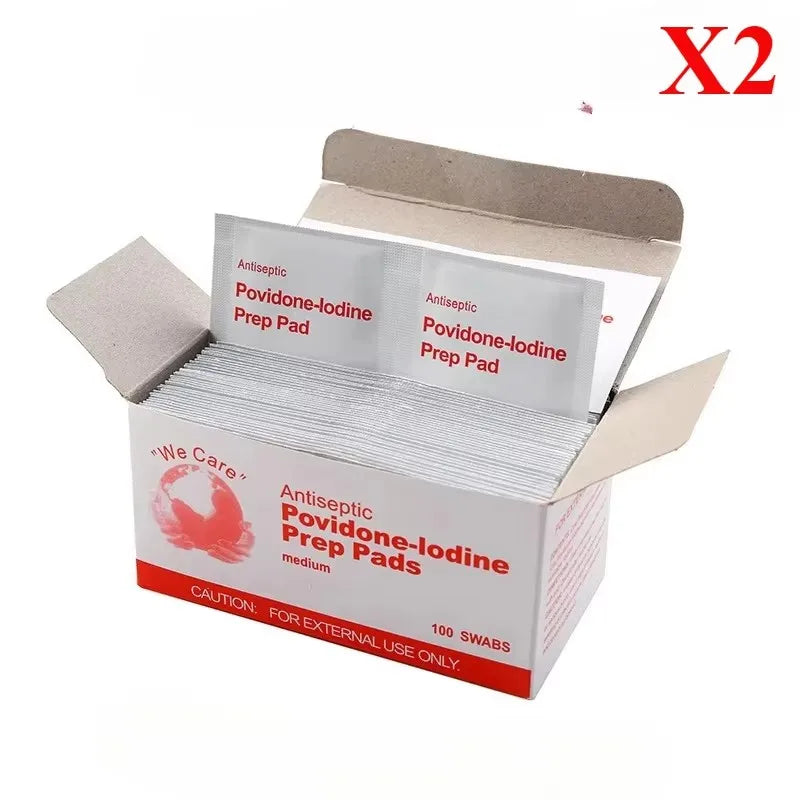 Skin Iodine Wound Disinfection Treatment, Convenient to Carry Outdoor Sports Disaster Essential First Aid Kit Supplies Qme 200pcs
