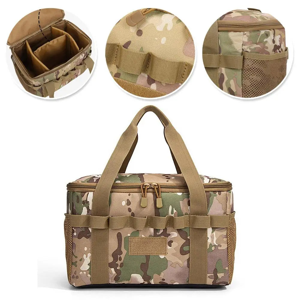Outdoor Camping Storage Bag Large-capacity Tactical Bag Multi-Functional Gas Tank Picnic Cookware Utensils Organizer Bag Qme