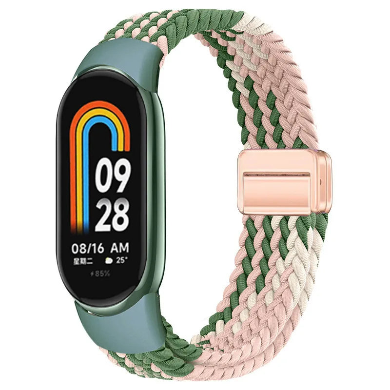 Breathable Elastic Nylon Braided Magnetic Watch Strap Adjustable