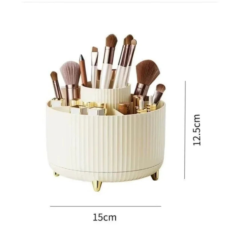 Desktop Rotating Makeup Organizer Cosmetics Storage Box Slot Makeup Versatile Holder for Brushes Office Supplie Bathroom Dresser Qme