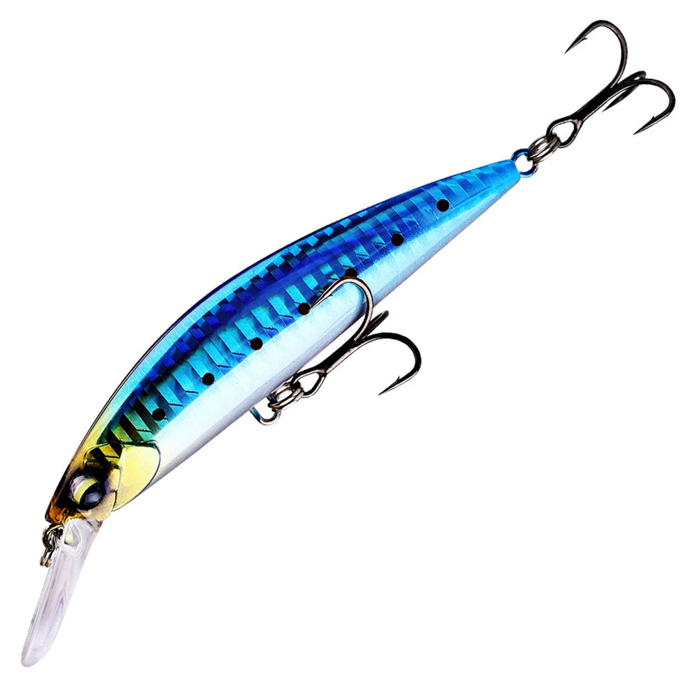 11cm Fishing Lures 29g Long Cast Minnow Hard Bait Double Hook Lifelike 3D Fishing Eyes Swimbait for Saltwater Freshwater Fishing Qme B