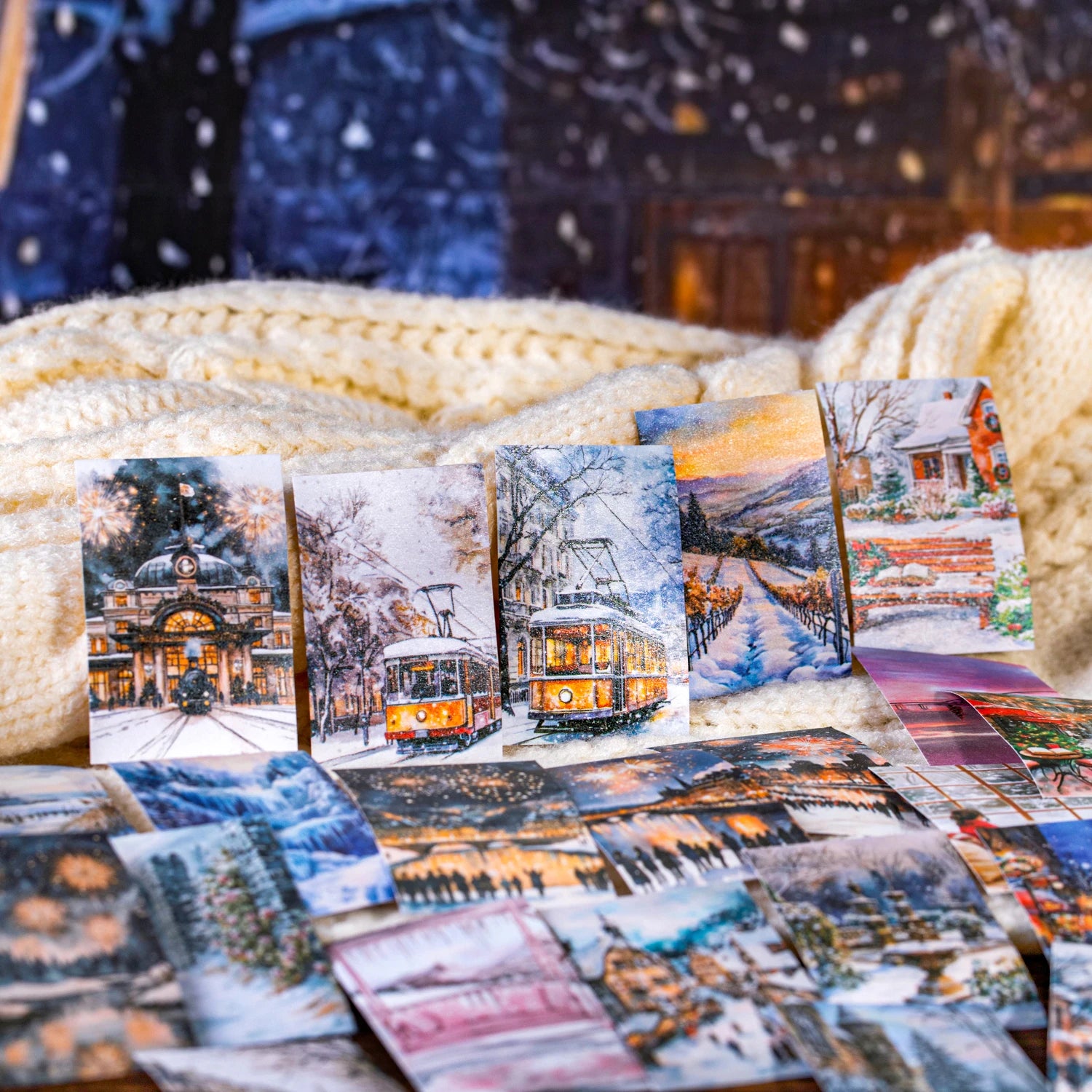 50 Sheets Winter Scenery Landscape Background Stickers for DIY Craft Scrapbook Guitar Phone Case Notebook Decoration Qme