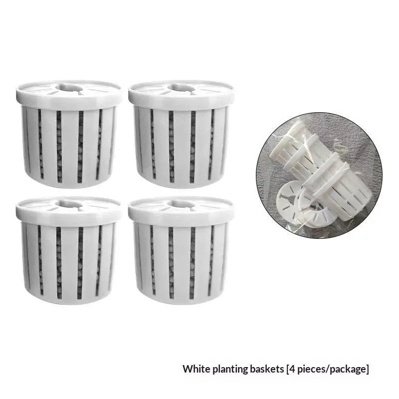 Pet Fish Tank Landscaping Basin Aquarium Planter Cups Stand Stable Qme White