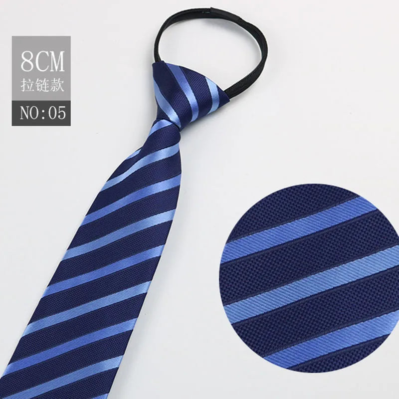 Zipper Ties Men Pre-tied Neck Tie Red Black Navy Blue Neckties Qme Light purple