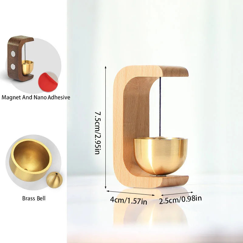 Dopamine Wind Bell Magnetic Suction Door Glue Free Wind Chimes Entrance Doorbell Reminder Walnut Wood Wind-bell Home Decor ﻿ Qme