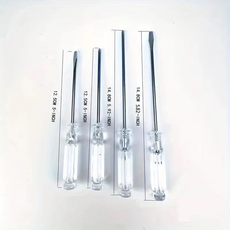 4-Piece Precision Mini Screwdriver Set: Ergonomic Transparent Handle for Electronics, Jewelry, and Hobby Qme