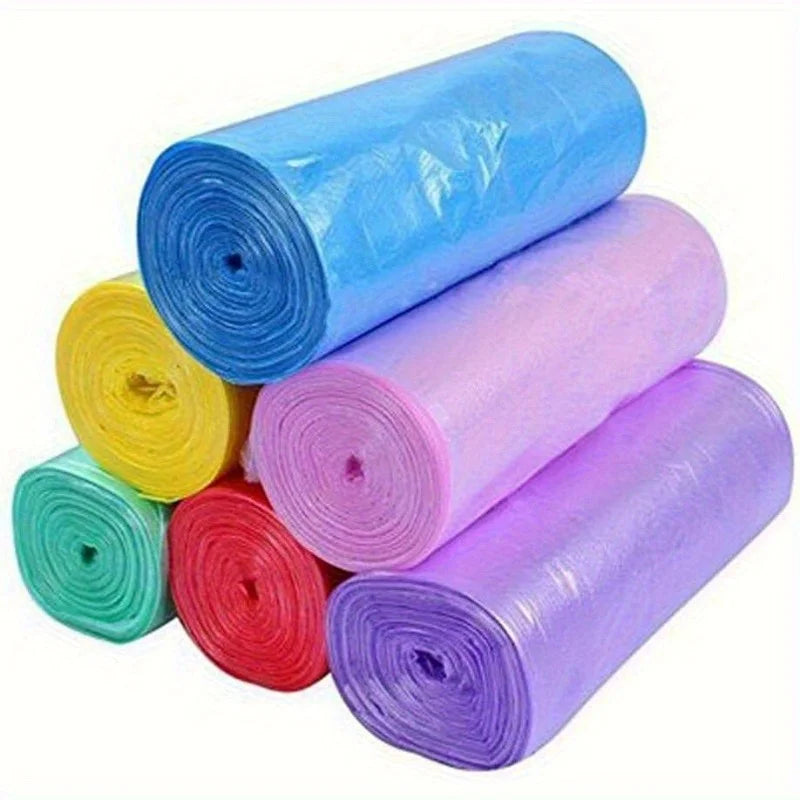 Colorful Garbage Bags (6 rolls) - Colorful garbage bags for use in home, bathroom, bedroom, toilet, and office Qme 6 rolls 120pcs