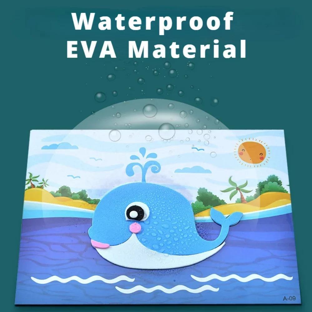 3D EVA Foam Sticker Puzzle Game DIY Cartoon Animal Craft Toys Kids Qme