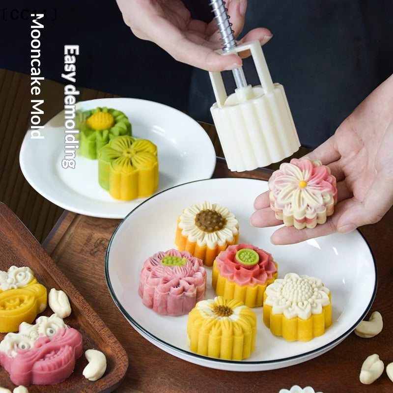 Mooncake Mold Plastic Hand Press Pastry Mung Bean Cake Model Qme