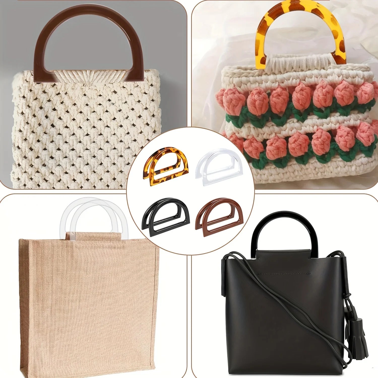 D-Shaped Plastic Handles for Purses & Handbags - Versatile DIY Crafting Supplies， Perfect for Beach Bags, Crochet & Straw Bags Qme