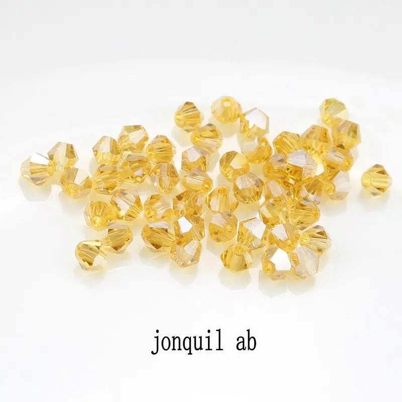4mm 100pcs Shiny Crystal Beads Bicone Beads Glass Beads Loose Spacer Beads for Bracelet DIY Jewelry Making 200pcs Qme 21