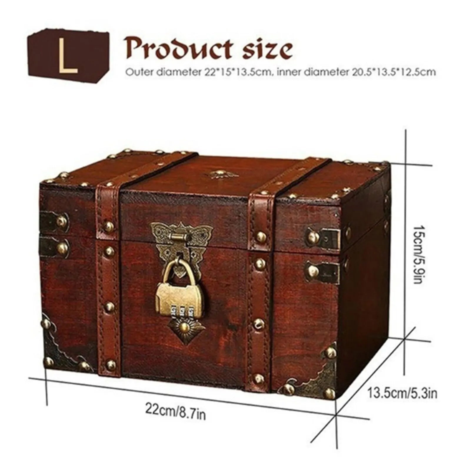 European Style Retro Wooden Lockable Storage Box Home Storage Box Wooden Box Decorative Decorations Secret Room Escape Props Box Qme L