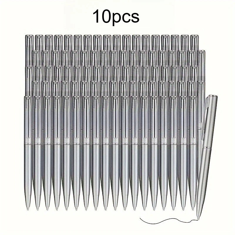 Mini Ballpoint Pens 4 Inch Short Black Ink Ballpoint Pen Writing Instruments For Notebook Pocket Signature Notepad School Office Qme Silvery 10pcs