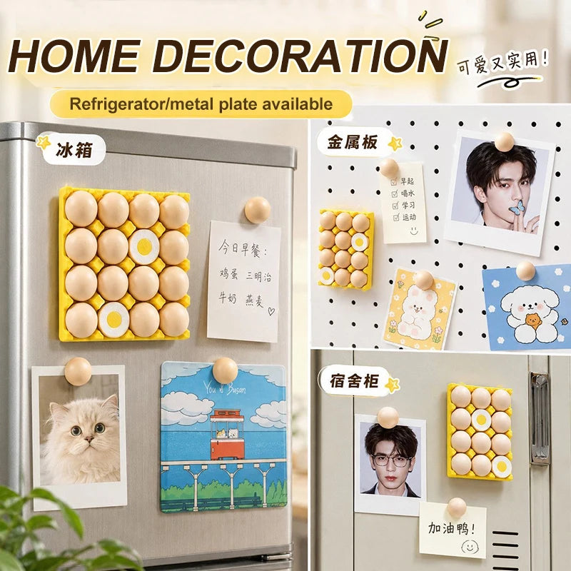 Funny Egg Tray Refrigerator Magnets, Cute Mini Egg Fridge Magnet Set For Photo & Note Holder, 16Pcs Egg (14 Full + 2 Half Eggs) Qme